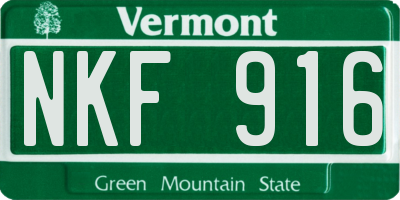 VT license plate NKF916