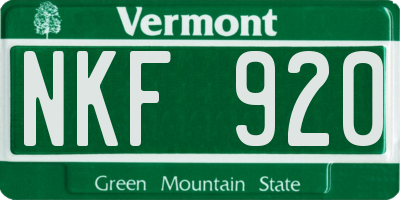 VT license plate NKF920