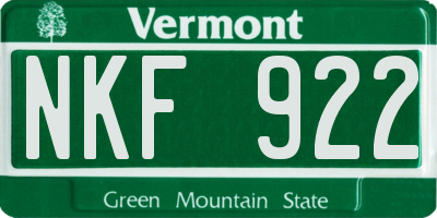 VT license plate NKF922