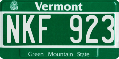 VT license plate NKF923