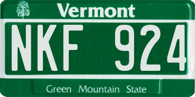 VT license plate NKF924