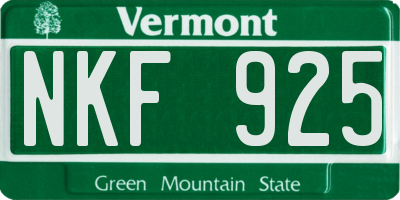 VT license plate NKF925