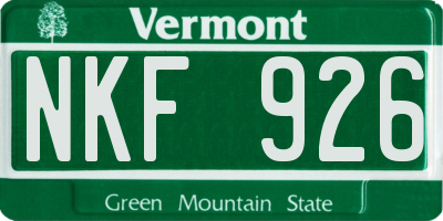 VT license plate NKF926