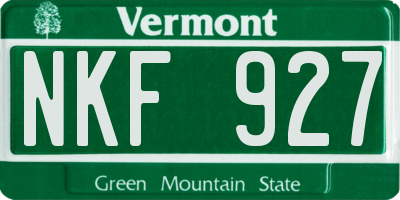 VT license plate NKF927