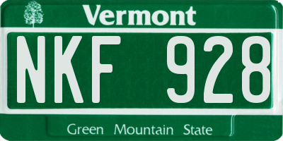 VT license plate NKF928
