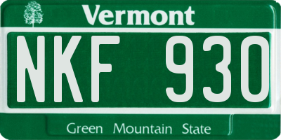 VT license plate NKF930