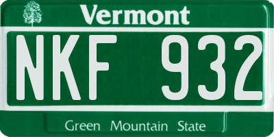 VT license plate NKF932