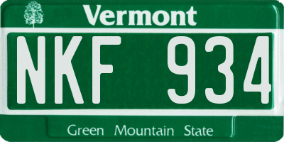 VT license plate NKF934