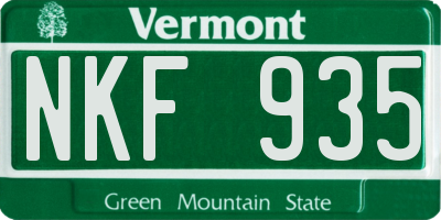 VT license plate NKF935