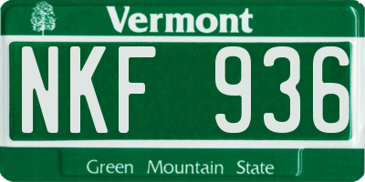VT license plate NKF936