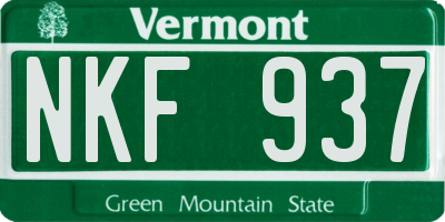 VT license plate NKF937