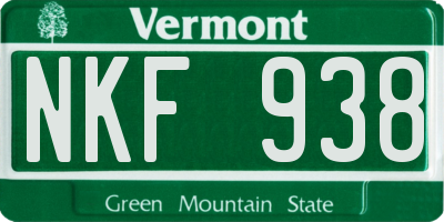 VT license plate NKF938