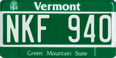 VT license plate NKF940