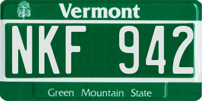 VT license plate NKF942