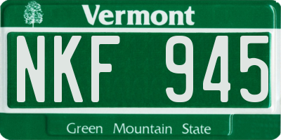 VT license plate NKF945