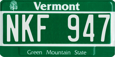 VT license plate NKF947