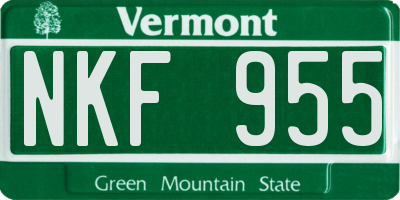 VT license plate NKF955