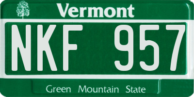 VT license plate NKF957
