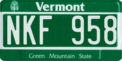 VT license plate NKF958