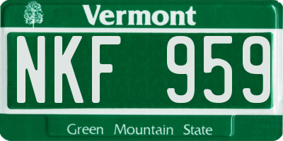 VT license plate NKF959