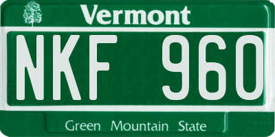 VT license plate NKF960