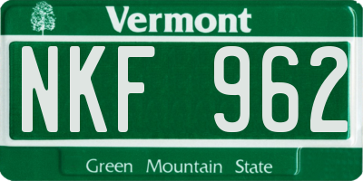 VT license plate NKF962