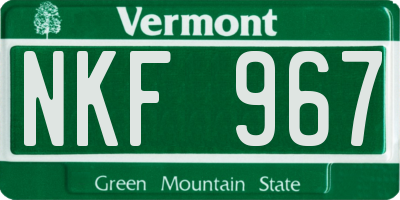 VT license plate NKF967
