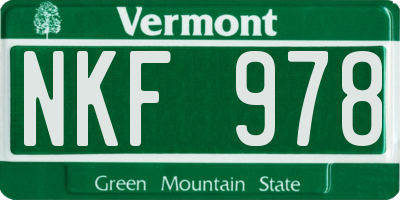 VT license plate NKF978