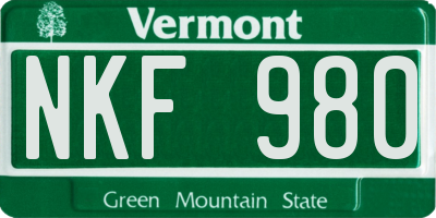 VT license plate NKF980