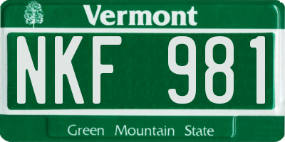 VT license plate NKF981