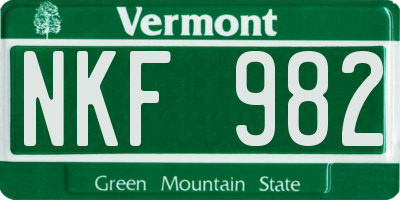 VT license plate NKF982