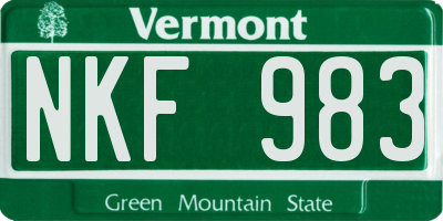 VT license plate NKF983