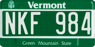 VT license plate NKF984