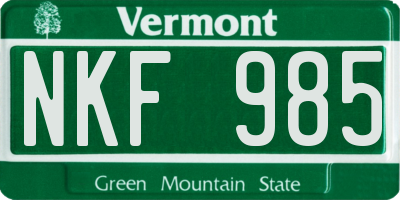 VT license plate NKF985