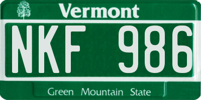 VT license plate NKF986
