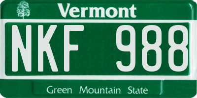 VT license plate NKF988