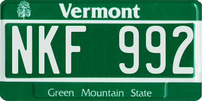VT license plate NKF992