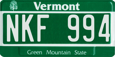 VT license plate NKF994