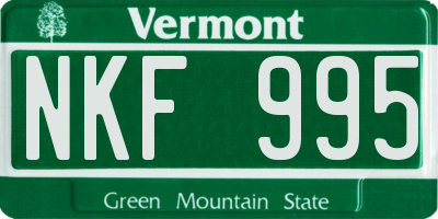 VT license plate NKF995