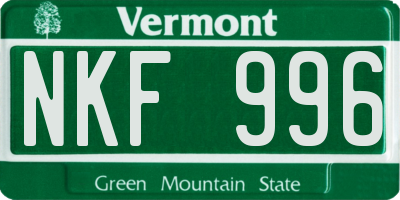 VT license plate NKF996