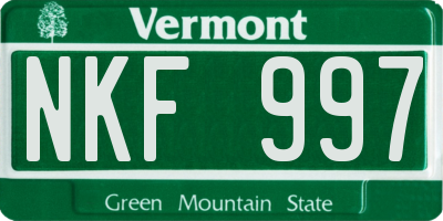 VT license plate NKF997