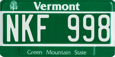 VT license plate NKF998