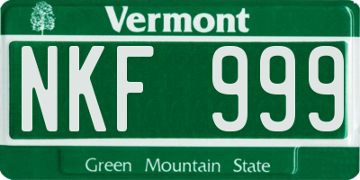 VT license plate NKF999