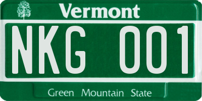VT license plate NKG001