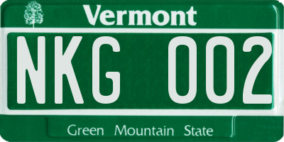 VT license plate NKG002