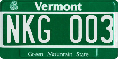 VT license plate NKG003