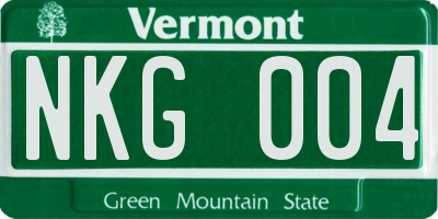 VT license plate NKG004