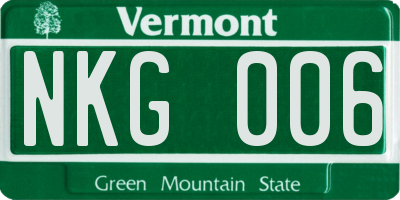 VT license plate NKG006