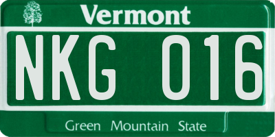 VT license plate NKG016