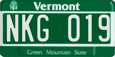 VT license plate NKG019